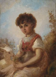 Klein meisje met een geit